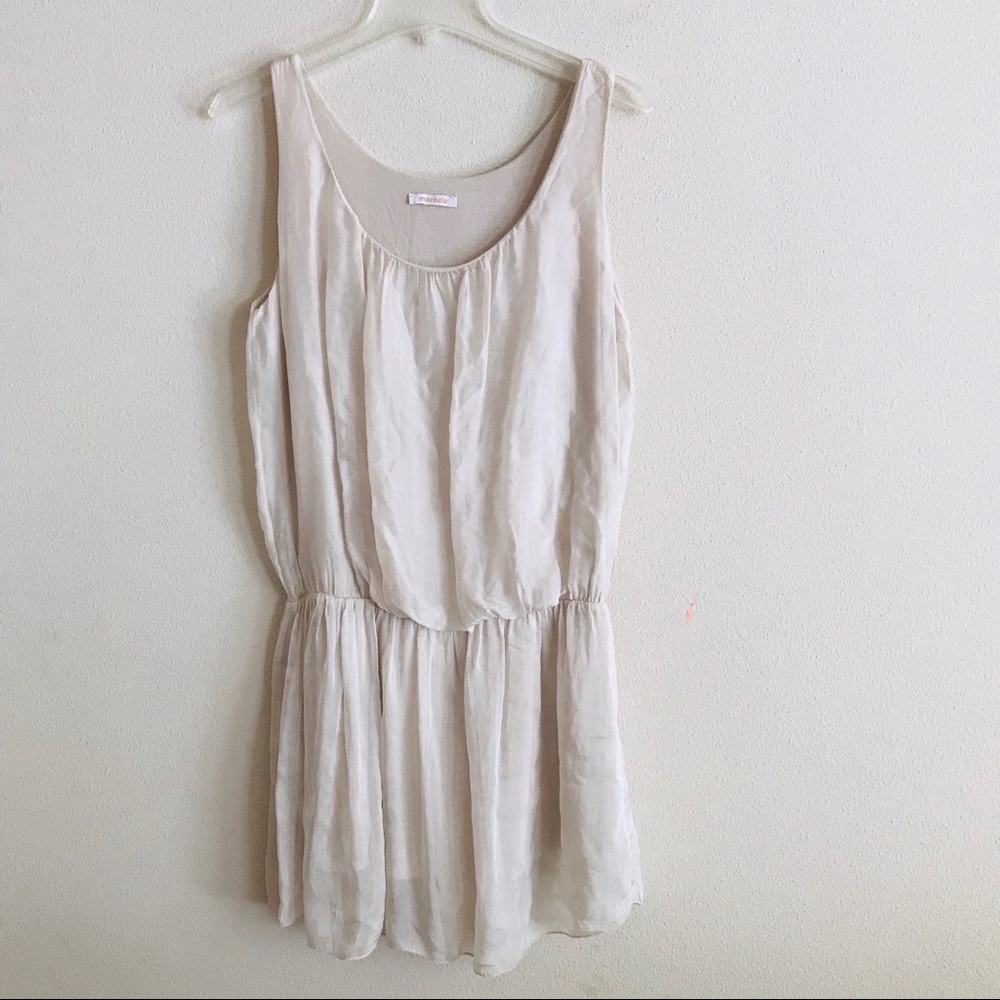 Morado  sleeveless blouson mini silk dress small